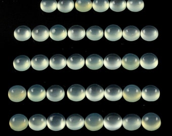 Peruvian Chalcedony Cab Round 4mm Approximately 8 Carat, Soft Blue Translucence, Smooth Flat Bottom Cabochons For Jewelry Making (2333)