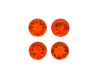 Fire Opal Round 5mm Approximately 1.37 Carat, October Birthstone, Great Fire, Faceted Plain Top, For Jewelry Making (42432)