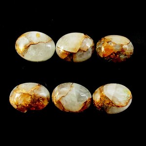 Calcita de cobre Cab Oval 9 x 7 mm Aproximadamente 10 quilates, lindos tons de marfim e ouro, para fabricação de joias (4502)
