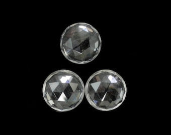 Clear Quartz Rose Cut Round 10mm Approximately 8 Carat, Excellent Luster, Beautiful Colorless Transparent Crystal Quartz, Faceted  (10781)