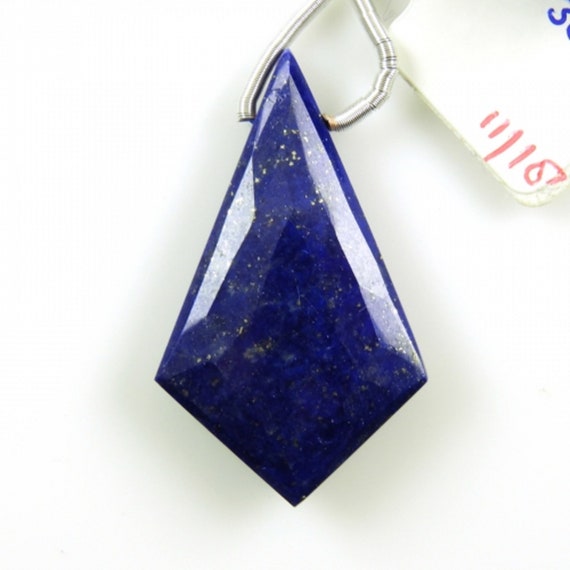 Lapis Drop Shield Shape 36x21mm Drilled Bead Single Pendant