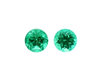 Colombian Emerald Round 3.2mm Approximately 0.24 Carat  Matching Pair, May Birthstone, Faceted Emerald, Precious Gemstone For Earring(41332)