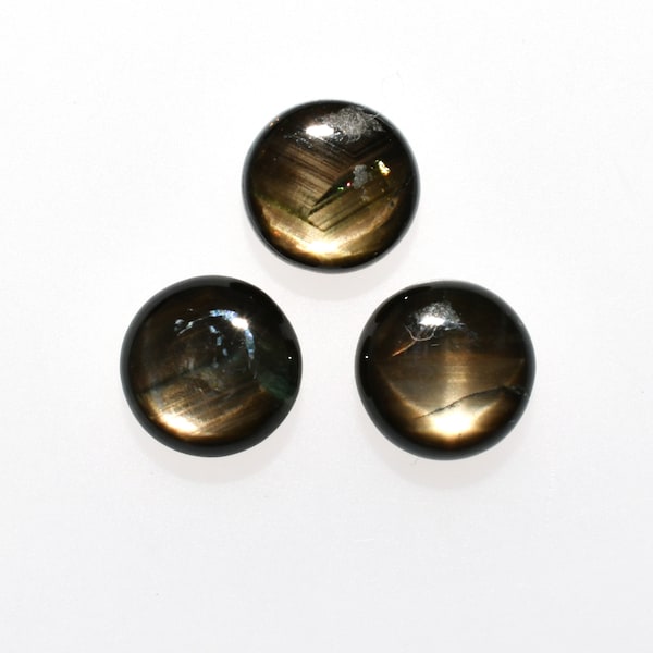 Saphir étoilé noir cab rond 7,50 mm environ 6 carats, grande ligne de couleur noire étoile visible, pour la fabrication de bijoux (32256)