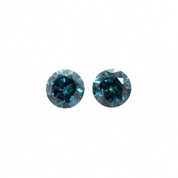 Blue Diamond Round 3mm Approximately 0.20 Carat Matching Pair , April Birthstone, Brilliant Cut, Si2 Clarity , For Earring Making (39850)