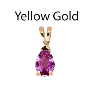 Pink Sapphire Pear Shape 0.94 Carat Solitaire Pedant In 14k Yellow Gold, September Birthstone, Sapphire Designer Necklace Jewelry (54019)