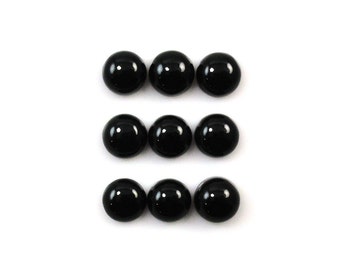 Black Onyx Cab Round 8mm Approximately 15 Carat, Jet Black Color, Loose Gemstones, Flat Bottom Cabochons, For Jewelry Making (581)