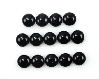 Cabochons en onyx noir rond 6 mm environ 10 carats, couleur noir de jais, cabochons en onyx à fond plat lisse, pour la fabrication de bijoux (579)