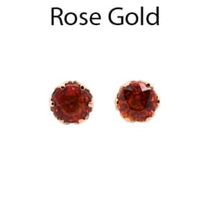 Orange Sapphire Round 5mm, 1.46 Carat Stud Earring In 14k Rose Gold, Gift For Women, Sapphire Stud, September Birthstone, Women Gift (50784)
