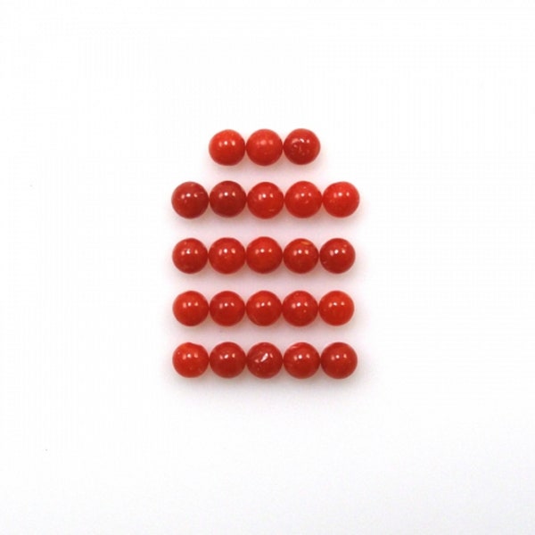 Natural Italian Red Coral Cab Round 2.25mm Approximately 1.50 Carat, Red Color Cabochons, Flat Bottom,  For Jewelry Making (10457)