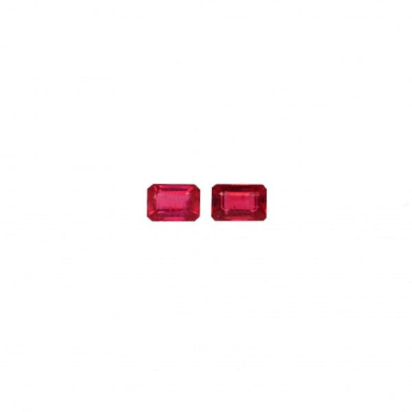 Madagascar Ruby Emerald Cut 6x4mm Approximately 1.80 Carat Matching Pair, Deep Red Color, July Birthstone, For Earring Making (49127)