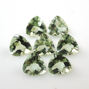 Green Amethyst (Prasiolite) Trillion Shape 8mm Approximately 10 Carat, February Birthstone, Amegreen, Veregreen, Jewelry Making (2390)