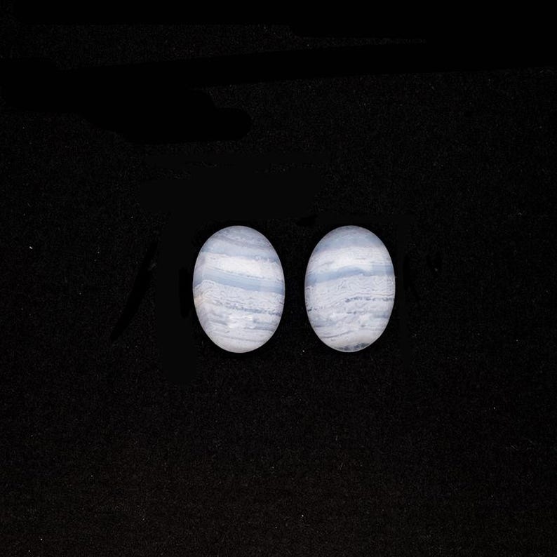Blue Lace Agate Cab Oval 14x10mm Approximately 10 Carat, Beautiful Light Blue Color With White Striations, For Jewelry Making (4488) image 1