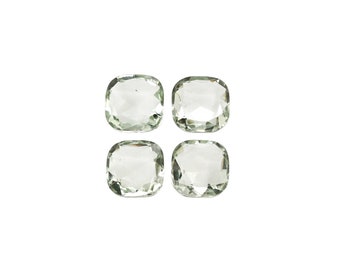 Green Amethyst (Prasiolite) Rose Cut Cushion Shape 8mm Approximately 8 Carat, February Birthstone, Leek Green Color, Focal Stone (10823)