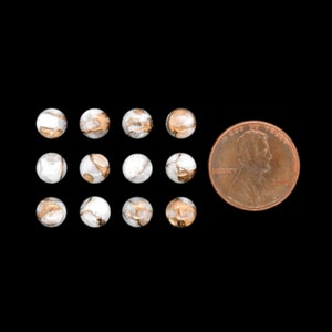 Copper Calcite Cab Round Shape 6mm Approximately 9 Carat, Beautiful Ivory and Gold Tones, Flat Bottom Cabochons, For Jewelry Making 8367 image 3