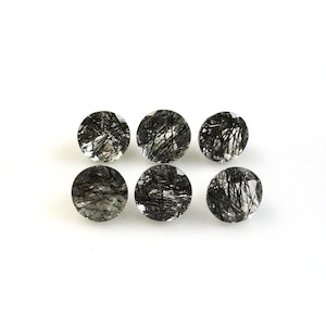 Cuarzo rutilado negro redondo de 8 mm, aproximadamente 10 quilates, hermosos hilos negros, piedras preciosas facetadas, para hacer joyas (6110)