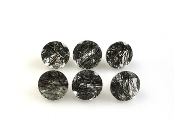 Black Rutilated Quartz Round 8mm Approximately 10 Carat, Beautiful Black Threads, Faceted Gemstones, For Jewelry Making (6110)