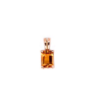 Citrine Emerald Cut 7x5mm, 0.97 Carat Solitaire Pendant In 14k Rose Gold, November Birthstone, Orange Necklace Jewelry, Women Gift (54144)