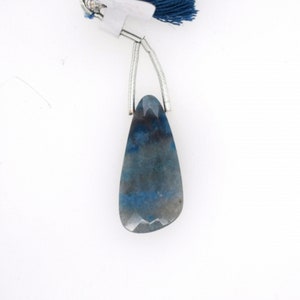 Troilite Quartz Drops Wing Shape 32x15mm Drilled Bead Single Piece, Nice Shades Of Blue Color, Faceted Drop For Pendant Making  (48339)
