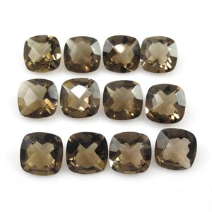 Smoky Quartz Cushion Shape 8mm Approximately 20 Carat, Translucent Variety Of Quartz, Beautiful Brownish Gray Crystal, For Jewelry (13756)