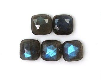 Labradorite Rose Cut Cushion Shape 8mm Approximately 9 Carat, Spectral Play of Color, Color Variation, Spectrolite, Feldspar Variety (9008)