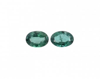 Color Change Alexandrite Oval 5.5x4mm Matching Pair 0.91 Carat, June Birthstone, Faceted Plain Top, For Earring Making (38148)