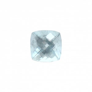 Aquamarine Cushion 9.3mm Single Piece 3.68 Carat, March Birthstone, Faceted Checkerboard Top, Sea Water Color, Cerulean (36863)