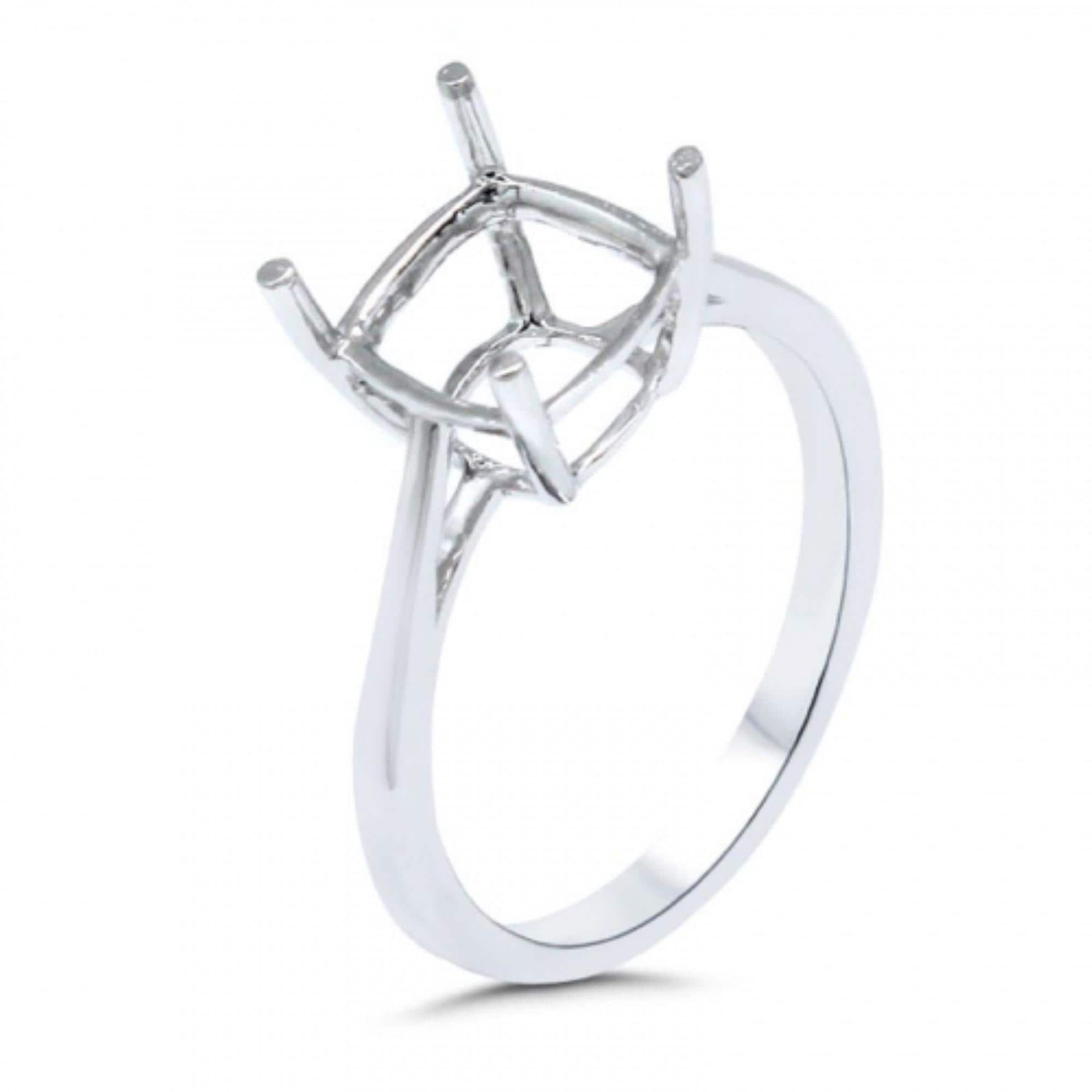 Minimalist Solitaire Ring Semi-mount Cushion Shape 8mm in 14K Gold ...
