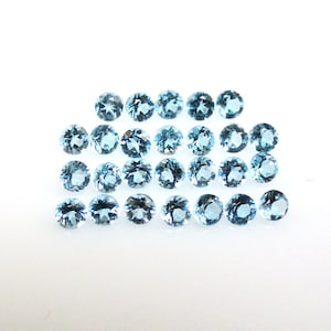 Swiss Blue Topaz Round 2mm Approximately 1 Carat, December Birthstone, Faceted Plain Top Topaz, For Jewelry Making (11702)