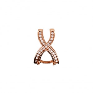 Pendant Semi Mount Trillion 8mm In 14K Rose Gold With Diamond Accents, Gift For Her, Necklace Jewelry, Women Gift, Designer Pendant (35486)