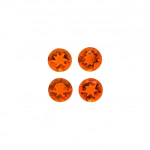 Fire Opal Round Shape 4mm Approximately 0.55 Carat, October Birthstone, Great Fire, Faceted Plain Top, For Jewelry Making (35563)