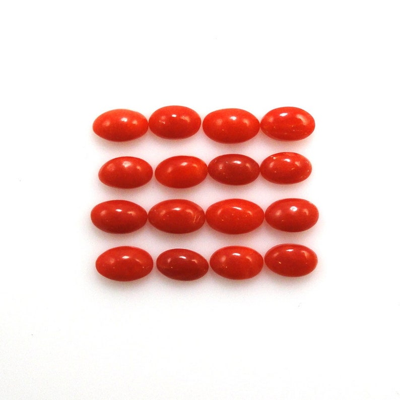 Red Coral Cab Oval Shape 5x3mm Approximately 4 Carat, Deep Red Color, Smooth Flat Bottom Coral Cabochons, For Jewelry Making 10568 image 1