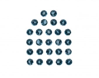 London Blue Topaz Round 2mm Approximately 1 Carat, December Birthstone, Faceted Plain Top, For Jewelry Making (11705)