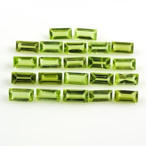 Peridot Baguette Cut 6x3mm Approximately 8 Carat,August Birthstone, Beautiful Lime Green Color, Faceted Plain Top, For Jewelry Making(16028)