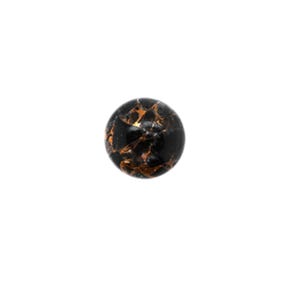 Copper Black Obsidian Cab Round 15mm Approximately 9 Carat Single Piece, Natural/ Volcanic Glass Accented with Gold Tones (10225)