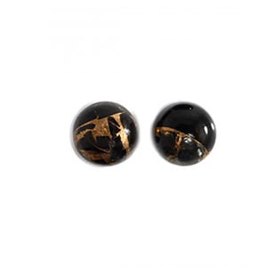 Copper Black Obsidian Cab Round 12mm Approximately 10 Carat, Nice Black and Golden Color Cabochons For Jewelry Making (10220)