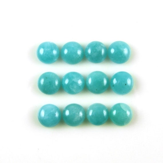 Amazonite Cab Round 7mm Approximately 13 Carat, Blue Color Smooth Cabochon, For Jewelry Making (9164)