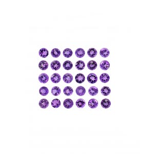 African Amethyst Round 2.5mm Approximately 1.90 Carat, Faceted Plain Top, February Birthstone, For Jewelry Making (5094)