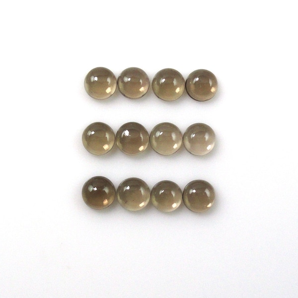 Smoky Quartz Cab Round 6mm Approximately 9 Carat , Translucent Variety Of Quartz, Beautiful Brownish Gray Gemstone (9002)