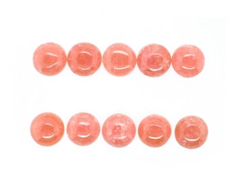 Rhodochrosite Cab Round 6mm Approximately 9 Carat, Beautiful Pink Color, Flat Bottom Cabochons, For Jewelry Making (11286)