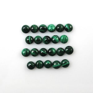 Malachite Cab Round 4mm Approximately 7.50 Carat, Lovely Shades Of Deep And Light Green Color, Flat Bottom Malachite, Jewelry Making (12874)