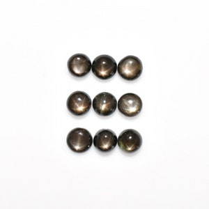 Gorgeous Black Star Sapphire Cab Round 5mm Approximately 6 Carat, Black Color Cabochons, Golden Color Line Star Visible, For Jewelry (33185)