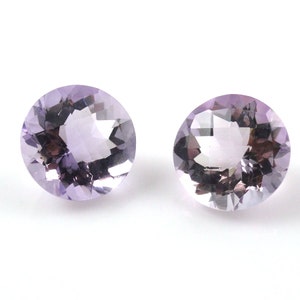 Lavender Amethyst Round Shape 12mm Approximately 10 Carat Matched Pair, Faceted Eye Clean Gemstones For Earring Making (6744)