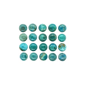 Chrysocolla Cab Round 6mm Approximately 15 Carat, Light Bluish-Green Color, Smooth Flat Bottom Chrysocolla,  For Jewelry Making (9730)