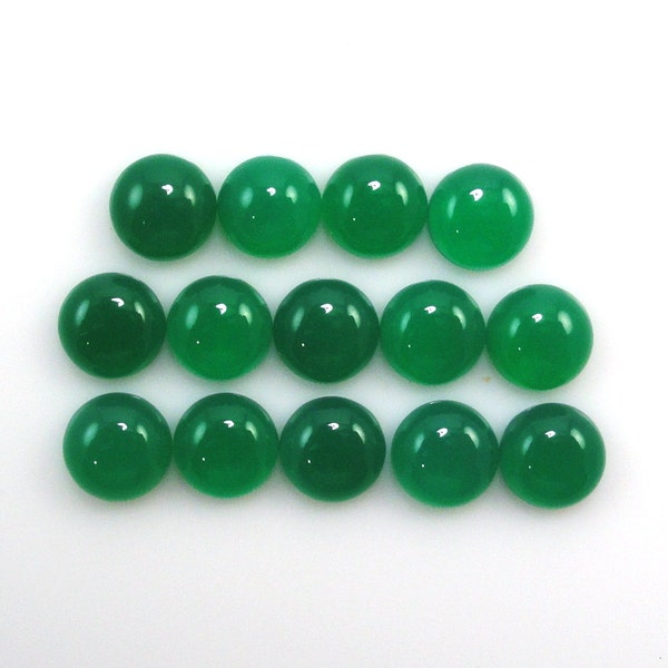 Green Onyx Cab Round 8mm Approximately 24 Carat, Stunning Deep Emerald Green Color, For Jewelry Making (2342)