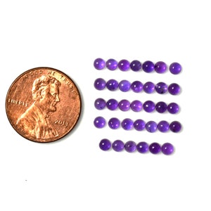 Amethyst Cabs Round 3mm Approximately 4 Carat, February Birthstone, Smooth Purple Color Flat Bottom Cabochons, For Jewelry Making 6686 image 2