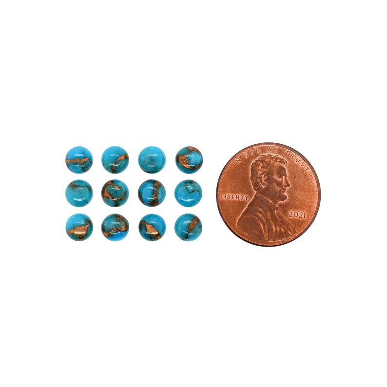 Blue Copper Turquoise Cab Round 5mm Approximately 6 Carat, Beautiful Blue Color Accented with Gold Tones, Perfect Ornamental Stone 5466 image 3