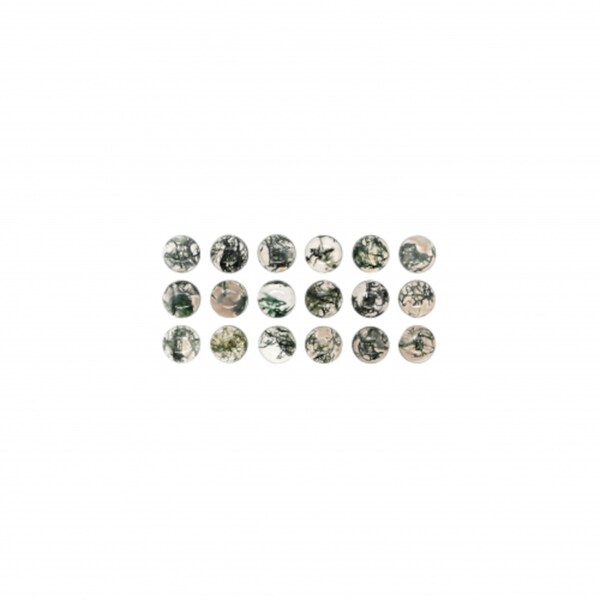 Green Moss Agate Cab Round 4mm Approximately 4.35 Carat, Multi Green Color Smooth Flat Bottom Agate Cabochons, For Jewelry Making (48595)