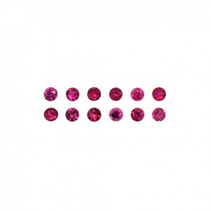 May include: Twelve round pink gemstones, likely rubies, arranged in two rows of six.
