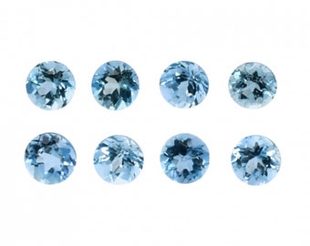 Aquamarijn, rond, 2,5 mm, circa 0,45 karaat, geboortesteen van maart, gefacetteerde gladde bovenkant, zeewaterkleur, ceruleumblauw, voor het maken van sieraden (23548)