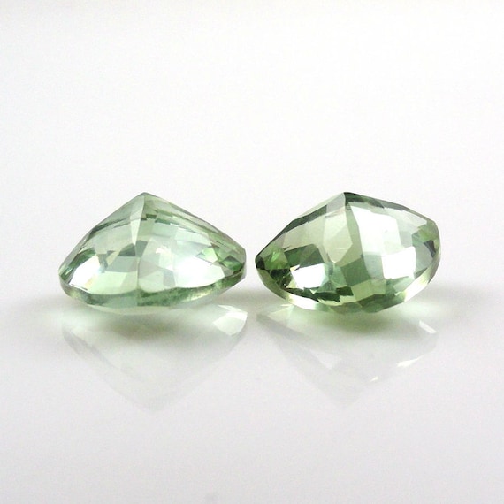 Green Amethyst Prasiolite Trillion 12mm Approximately 10 Carat Matching Pair February Birthstone Leek green Focal Stone 2387